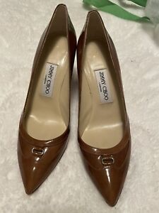 Jimmy Choo brown patent leather stilletto pumps EURO 37/ US 6.5