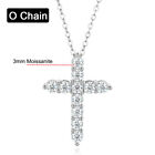 3.0mm 4mm Moissanite Necklace 925 Sterling Silver Cross Pendants for Women Gifts