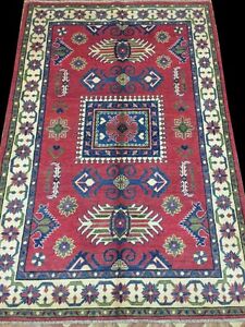 Sun Dried Smooth Feel Hand-Knotted Rug 4' x 6' Kazak Silky PIX-28104