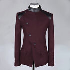 Men's Woolen Coat Medieval Retro Slim Wool Blend Steampunk Jacket Trench Coat
