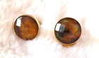 Vintage 70's NAPIER Gold Tone Amber Topaz Color faceted Centers Clip On Earrings