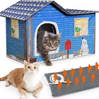Large Indoor Outdoor Heated Cat House Kitty Shelter Waterproof And Easy Assemble