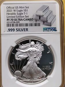 2021-W Limited Edition Set Proof Silver Eagle T-1 Heraldic Eagle NGC PF 70