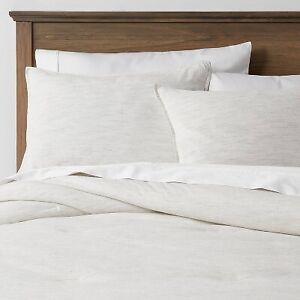 Full/Queen Space Dyed Cotton Linen Comforter & Sham Set Light Gray - Threshold