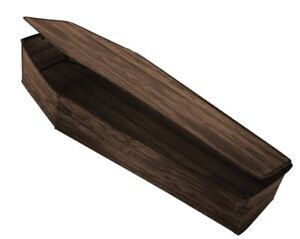 Halloween Coffin Casket Brown Wood-look Wooden Lid 60