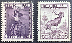 Newfoundland 1932-1938 Sc# 188 & 191 Lot of 2 Used Prince of Wales & Caribou