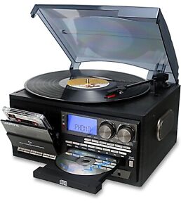 LoopTone Vinyl Record Player 10 in 1 3 Speed Bluetooth CD, Cassette, AM/FM Radio