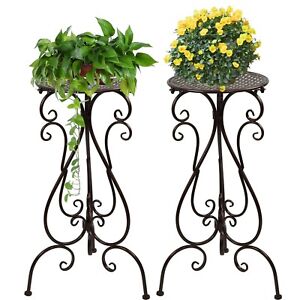 NAKUPE 22.5in Tall Plant Stands 2 Pack, Indoor Outdoor Metal Flower Pot Holde...