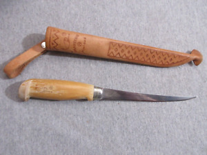 vintage J. Marttiini Finland fixed blade knife with Marttiini sheath lot D