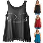 Plus Size Camisole with Built in Bra Women Loose Cami Blouses Sleeveless Tops UK