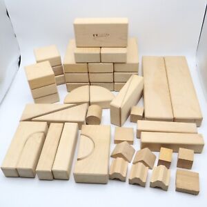 Vintage Whitney Wood Building Construction Blocks - Keene, NH - 45 Piece Set