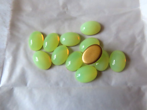 Full pack 12 Czech. Glass Oval Cabochones 18x13mm Yellow Opal/foiled.