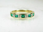 2Ct Lab-Created Emerald & Diamond Eternity Band Ring 14k Yellow Gold Over