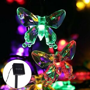 LED Butterfly String Fairy Light Outdoor Garden Yard Decor Lamp Waterproof Xmas
