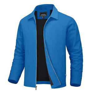 Men's Light Thin Casual Jacket Golf Sport Windbreaker Front Zip Panel Jackets
