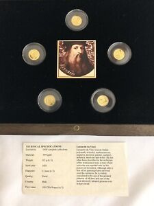 2021 Rare Gold Proof Coin Collection 5 Leonardo da Vinci .999 Set With Box
