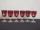 Gothic Pattern Ruby Red Cut to Clear Wine Glasses