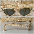 VINTAGE CAT EYE SUNGLASSES WHITE MOTHER OF PEARL ACETATE UNUSED 1950'S FRANCE