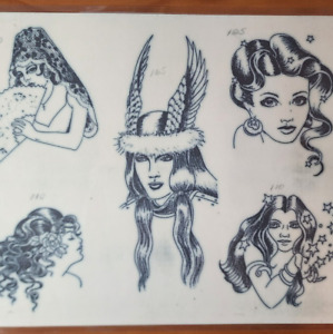 80's Mike Rollo Malone Traditional Vintage Production Tattoo Flash Sheet 11x14 2