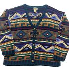 LL Bean vintage small chunky bold cardigan sweater women 90s