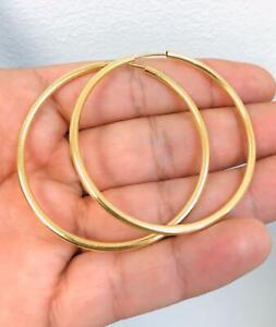New Gold Endless Hoops Earrings For Women In 14K Solid Yellow Gold Filled 2x2