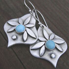 925 Silver Plated Dangle Drop Earrings Hook Women Turquoise Jewelry Simulated