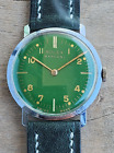 Big Rolex Marconi Green Dial Calatrava Vintage Wrist Watch Oiled