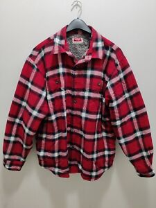 Wrangler Men's Sherpa Lined Plaid Flannel Shirt Jacket Size Large
