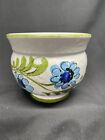 Signed Ceramic Bowl With Blue And Green Floral Print Pre Owned SEE PICTURES