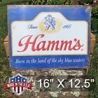 Hamms Sky Blue Waters Beer Sign Tin Vintage Bar Original 1865 Metal Rustic