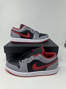 Nike Air Jordan 1 Low Shoes Black Cement Gray Fire Red 553558-060 Mens Sizes NEW