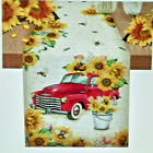 Red Truck,Sunflower, Burlap Table Runner  12 x 72  Polyester