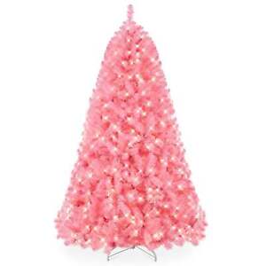 PreLit Christmas Tree 6’ Pink Artificial Pine With Stand 250 White Lights New