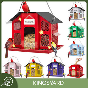 Kingsyard Metal House Bird Feeder 3 in 1 Seed Feeder Squirrel Proof 4 LBS Hopper