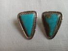 Vintage One-Inch Navajo Sterling Turquoise Clip Earrings 9.9 Grams
