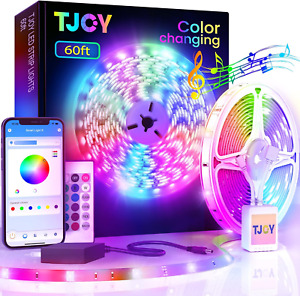 TJOY 60Ft Bluetooth LED Strip Lights, Music Sync LED Lights Strip,Rgb Color Chan
