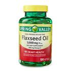 Flaxseed Oil 1,000 Mg Cold Pressed Cardiovascular Heart Health, 100 Softgels