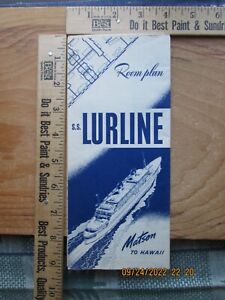 S.S. Lurline Room Plan Matson Lines Hawaii Cruise Ship Brochure