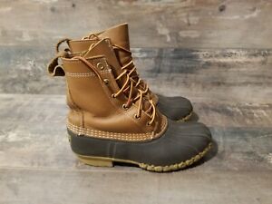 LL Bean Duck Boots Hunting Waterproof Rubber Leather Brown Tan 8