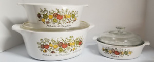Vintage Corning Ware Spice of Life La Marjolaine - Set of 3-  2 With Lids