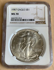 1987 US Silver Eagle $1 💎 NGC MS70 💎 Coin and Case Beautiful