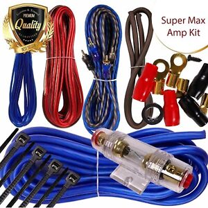 Complete 8 Gauge Car Amplifier Installation Wiring Kit Amp Blue 1000W TO 2500W
