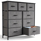 9 Drawer Fabric Bedroom Chest With Storage Rustic Tower Furniture