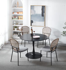 5pcs Dining Set, Kitchen Coffee Table Set Round Table w/ 4 Upholstered Chairs