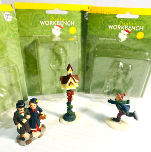 New ListingVTG Set of 3 Christmas Ornaments Santa's Workbench-Bird House/Couple/Boy Skeing
