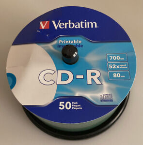 Verbatim CD-R 700Mb 52x White Printable Recordable Discs –New, Unused  (47 Pack)