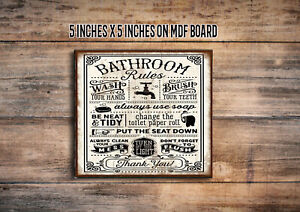 Bathroom Rules, Vintage Bath Decor sign Farmhouse Home Decor  5
