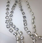 SS40 8mm Clear crystal glass rhinestones close Silver cup trims chain Applique