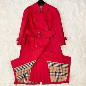 BURBERRY Trench Coat Long Cotton Red Women's S ( US XS size ) Authentic / 9A1702