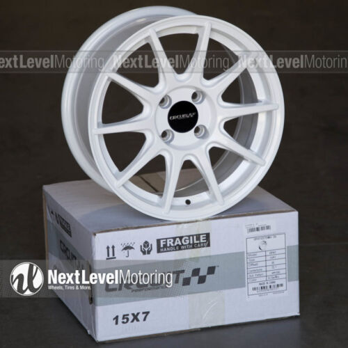 1 Circuit CP41 15x7 4x100 +35 Gloss White Wheels JDM MCO Style Fit Civic Integra